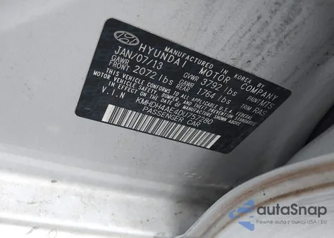 2013 Hyundai Elantra Gls z USA, uszkodzony, nr VIN KMHDH4AE4DU757280